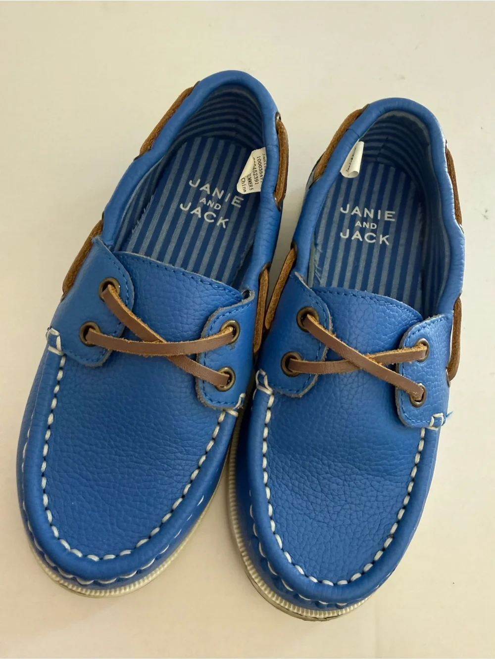 Janie And Jack Blue Boat Shoes Boys Size 10 #Lux-K-SH